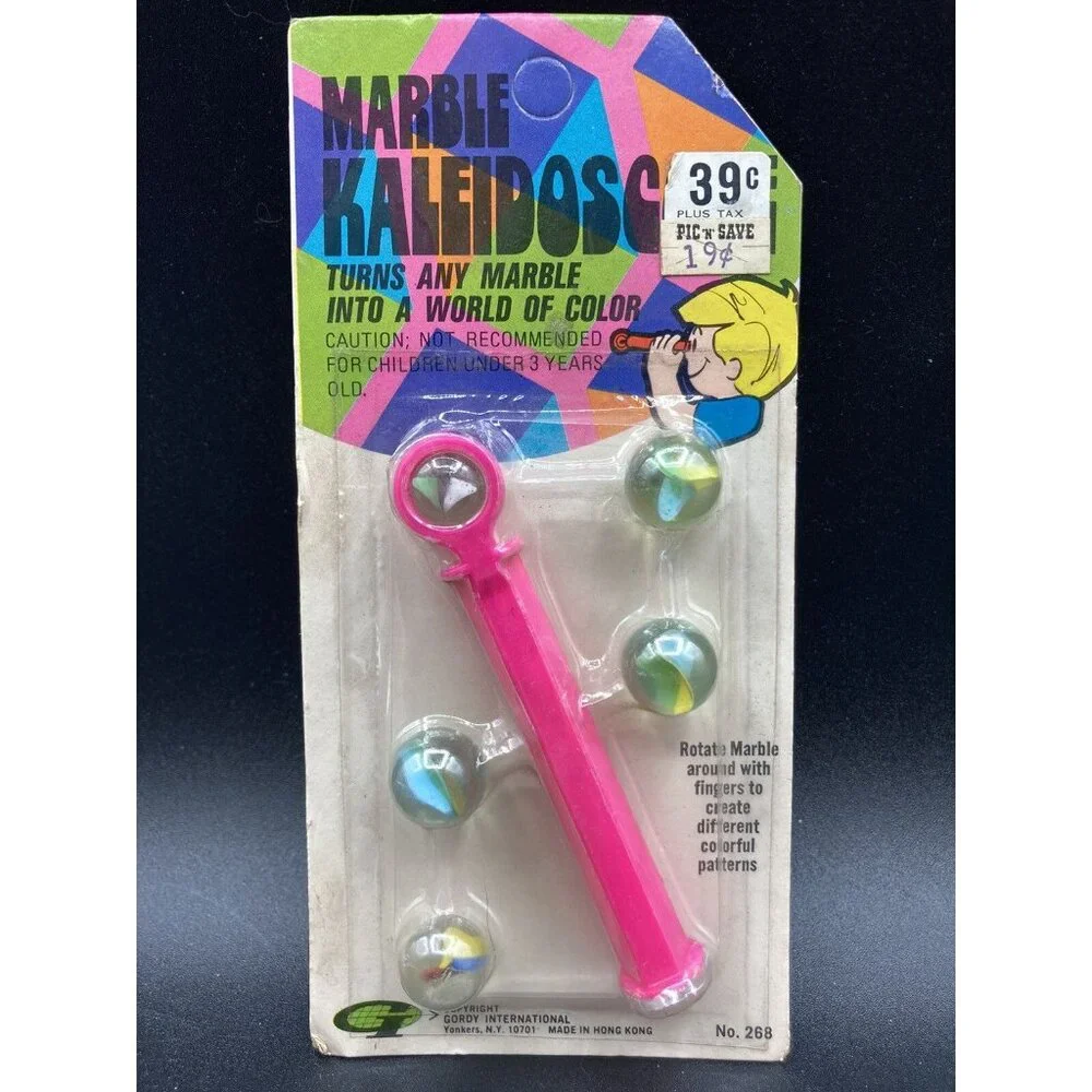 Gordy International Kaleidoscope Marbles Made in Hong Kong NOS # 268 Vintage